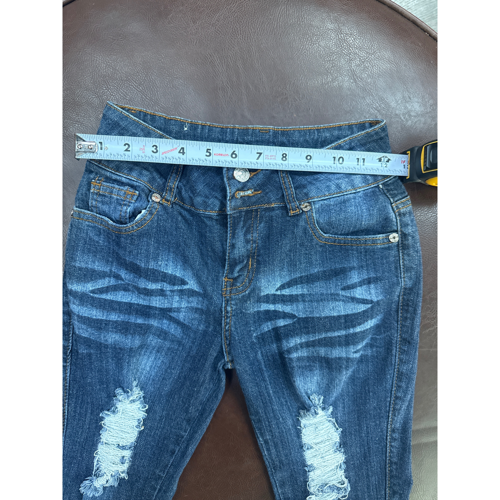 Juniors Jack David Distressed Blue Denim Jeans size 1 - Picture 4 of 5